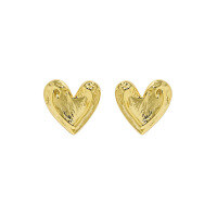 wholesale S925 Sterling Silver Korean Version Ins Small and Unique Design, Minimalist and Versatile Heart Texture Earrings for Women-18K gold [with sterling silver ear plugs]  925 silver