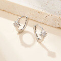 wholesale S925 Sterling Silver Cross-Border Hit Circle Micro-Paved Zircon Star Ear Clasp, Stylish and Minimalist Elegant Earrings for Women-0-2