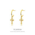 wholesale 925 Sterling Silver Zircon Cross Earrings for Women, Small Batch Design,Ins Style Fashion Studs, Factory Ready Stock-0-0