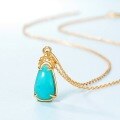 wholesale S925 Sterling Silver Fashion Popular Love Rumei Autumn and Winter New Korean Style Amazonite Leaf Pendant Necklace Wholesale-0-4