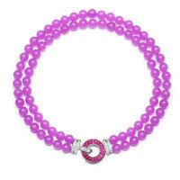 wholesale Metal Material: 925 Silver Gold-Plated Pendant Chain, High Carbon Diamond, Barbara Hutton High Jewelry, Violet Chalcedony, Women's Silver Jewelry-Violet Chalcedony Necklace 925 Silver