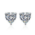 wholesale [18K White Gold] Kwai Douyin Internet Celebrity Live Broadcast Source D Color Moissanite Heart Stud Earrings Classic Three-Prong Earring Wholesale-0-1