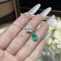 Metal Earrings and Necklace Set, Light Luxury Style, Paraiba Color Drop Design-0-4