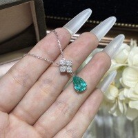 Metal Earrings and Necklace Set, Light Luxury Style, Paraiba Color Drop Design.-7*10mm Yttrium Aluminum Garnet Pendant Necklace  S925 Silver Plated with Gold