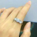 wholesale 18k White Gold Plated S925 Sterling Silver Luxury and Elegant Three Moissanite Diamond Women's Ring Trendy Factory Direct-0-2