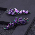 wholesale S925 Silver Italian Designer Crafted Earrings, Natural Style with Genuine Amethyst Gemstone Ear Drops-0-2