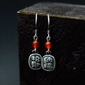 wholesale 990 Sterling Silver Handmade Red Agate Earrings for Women, Vintage Ethnic Palace Style Minimalist Ear Accessories-0-2