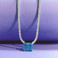 wholesale Metal: Silver, Pink Diamond, White Diamond, Yellow Diamond Rectangle 8*10 High Carbon Diamond Necklace,Ins Style, Cross-Border Hot Seller-N182 Pink Diamond &gt;925 Silver