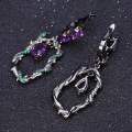 wholesale 925 Silver Italian Artisan Design Natural Amethyst Earrings with Natural Vine Design Ear Drops-0-3