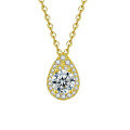S925 Sterling Silver Moissanite Necklace, Women's Minimalist Pendant Choker Wholesale-0-5