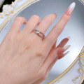 wholesale S925 Sterling Silver Hollow-Out Pear-Shaped Pointed Diamond Double Row Ring for Women,-0-4
