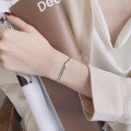 wholesale S925 sterling silver Korean-style geometric irregular natural texture trendy design bracelet for women-0-3