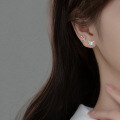 wholesale S925 Sterling Silver Korean Style Minimalist Pearl Small Devil Stud Earrings M01055-0-1