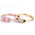 wholesale S925 Sterling Silver Fashion Popular Minimalist Geometric Labradorite Rose Quartz Ring Niche Design Wholesale from Manufacturer-0-1