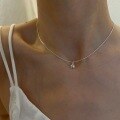 wholesale S925 silver summer niche small shell pendant necklace, ins blogger same style collarbone layered cold-toned snake chain-0-4