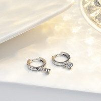 14K Gold Plated S925 Silver Bubble Earrings with Moissanite-White gold (set with 10-point moissanite)