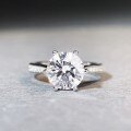 925 Silver 3ct Moissanite Classic Six-Prong Princess Single Row 9mm Ring-0-2