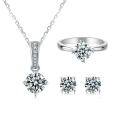 wholesale S925 Sterling Silver Fashion Earrings and Necklace Set with Four-Prong Setting and D Color Moissanite-0-0