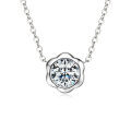 S925 Silver D Color Moissanite Classic Halo Pendant Necklace-0-37