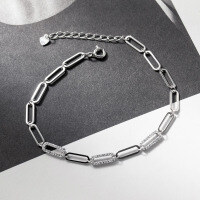 wholesale S925 Silver Nalan Fresh Sweet Ins Style Niche Design Exquisite and Simple Diamond-Inlaid Oval Bracelet S7756-S925 Silver Bracelet 925 Silver