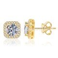 S925 Sterling Silver Moissanite Earrings, 1ct Luxury Square Prong Setting-0-6