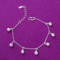 wholesale S925 Silver Trendy Korean Minimalist Cute Seven Small Bells Bracelet Versatile Style Bracelet-xb1065-white gold