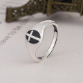 wholesale S925 Sterling Silver Graffiti Cross Ring, Fashionable Euro-American Drip Glaze Adjustable Wide Band Index Finger Ring-0-1