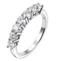 wholesale S925 Sterling Silver Gold Plated D Color Moissanite Women's Ring, Simple 3mm Seven Moissanite Row Ring Wholesale-0-4