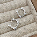 wholesale S925 Silver Graffiti Square Ear Clasps for Women, Thai Silver Antique Retro Style, Personalized Fashion, Versatile and Niche Earrings-0-1
