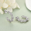 Sterling Silver C-Shaped Chain Semi-Hoop Moissanite Earrings-0-0