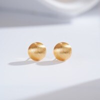 24K Gold-Plated Silver Needle Hand-Filigree Retro Vintage Ins Style Minimalist Earring Wholesale-Round - ED213-T