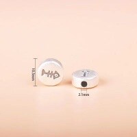 wholesale 999 Sterling Silver Cute Cat Eating Fish Bone Fish Horizontal String Bracelet Braided DIY Crystal Jewelry-Cat eats fish