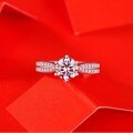 925 Silver Moissanite Six-Prong Star Ring Micro-Set Light Luxury Jewelry-0-2