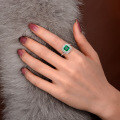 wholesale Pure Silver Viral 2ct Synthetic Emerald 7*7 Diamond RingIns Style High Carbon Diamond Ring for Women-0-2