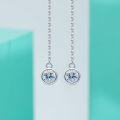 wholesale S925 Sterling Silver Moissanite Long Fringe Stud Earrings for Women, Small and Exquisite Minimalist Round Bubble Ear Accessories-0-0