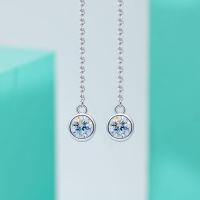 wholesale S925 Sterling Silver Moissanite Long Fringe Stud Earrings for Women, Small and Exquisite Minimalist Round Bubble Ear Accessories-50 points + 50 points (moissanite) earrings