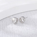 wholesale S925 Sterling Silver Smooth Bubble Stud Earrings for Women, Fashion Minimalist Elegant with Round Cubic Zirconia Inlaid, Suitable for Pierced Ears-0-1