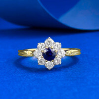 wholesale S925 Silver Jewelry 40mm Blue Sunflower Fashion Ring for Spring and Summer Seasons-R1322 Blue Sunflower Ring  Size 6
