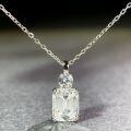 wholesale S925 Sterling Silver Necklace for Women with Aquamarine, Zircon, and High-Carbon Diamond Set, Simple Matching Chain with Emerald Cut Pendant Wholesale-0-7
