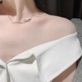 wholesale S925 Sterling Silver Smile Bow Necklace, Fashionable and Light Luxury, Small Fragrance Style, Versatile and Niche Design Sense Collarbone Chain-0-2