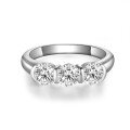 wholesale Silver Plated Gold, 50mm Round Moissanite Three-Stone Minimalist Ring for Women, Versatile Ins Style-0-4