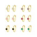 wholesale S925 Sterling Silver Geometric Ear Cuffs With Colorful Zirconia, Exquisite And Minimalist-0-0
