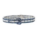 wholesale 925 Silver Gold-Plated Bracelet with High-Carbon Diamonds Royal Blue Art Deco Vintage Party Gathering for Women-0-5