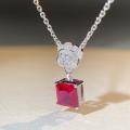wholesale S925 Sterling Silver Camellia Necklace for Women with Ruby Red Corundum Petals Flower Chain Light Luxury Advanced Collarbone Necklace-0-1