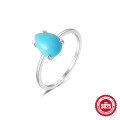 wholesale 925 Sterling Silver New Classic Four-Claw Set Moonstone Ring with Turquoise-0-7