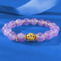 wholesale S925 Silver Zhuozhifan 10mm Amethyst Bracelet, Lavender Versatile Bracelet Fresh and Elegant with a Mysterious Sense-B175 Amethyst Bracelet Elastic Cord