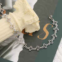 wholesale S925 Sterling Silver Unisex European-style Cross Bracelet with Hollow-out Design, Cross-border New Accessory-Cross Bracelet 925 Silver