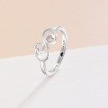 wholesale 925 Sterling Silver Double Heart Ring for Women,-0-3