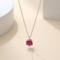 wholesale S925 Silver Maker Red Ruby Six-Prong Single Zircon Necklace Fashion Minimalist European and American Niche Design High-End Collarbone Chain-0-1