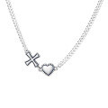 wholesale S925 Sterling Silver Retro Heart Cross Splice Necklace Ins Sweet Temperament Lady Style Collarbone Chain-0-4
